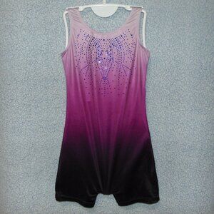 Arshiner Purple Ombre BlueRhinestone Boy Short Leotard 160